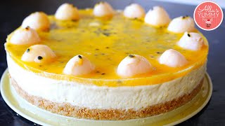 No Bake Lychee amp Passionfruit Cheesecake Recipe  Чизкейк с личи [upl. by Ledba]