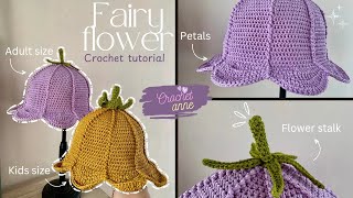 Crochet fairy flower bucket hat for adult  eng sub step by step  Crochet Anne [upl. by Pearla]