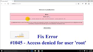 Access Denied for user rootlocalhost password YES in PhpMyAdmin solved [upl. by Aihsoj579]