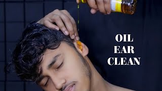 ASMR oil ear massage  asmr oil ear cleaning  oil massage  relaxing head massage [upl. by Sonitnatsok]