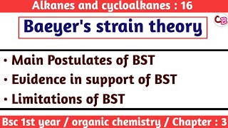 Baeyers strain theory  Evidence amp limitations  Alkanes and cycloalkanes  Bsc 1st year chemistry [upl. by Eatnoid]