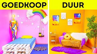 COOLE KAMER MAKEOVER UITDAGING  Rijk vs blut  Goedkope vs dure items voor je kamer door 123 GO [upl. by Nahtanhoj448]