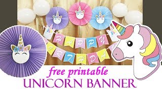 Free Printable Unicorn Banner  Unicorn Birthday Banner  Unicorn birthday supplies [upl. by Llirpa802]