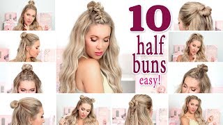 10 MESSY HALF BUNS for back to school everyday party ❤ Quick and easy hair tutorial [upl. by Larual]