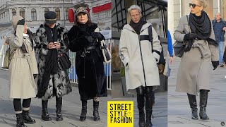 WINTER 2° DECEMBER 2023 WHAT PEAPLE ARE WEARING ON THE STREETS STREET STYLE FASHION [upl. by Janik]