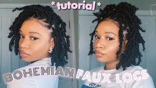 EASY BOHEMIAN FAUX LOC BOB TUTORIAL on mediumlong hair [upl. by Rohclem]