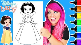 Coloring Baby Snow White Cute Disney Princess Coloring Page  Ohuhu Art Markers [upl. by Nesyrb]