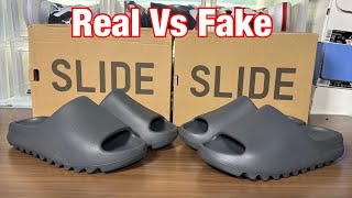 Adidas Yeezy Slide Gray Slate Real Vs Fake Review [upl. by Yardley]