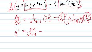 Find the derivative of lnx2412tan1x2 [upl. by Otinauj175]