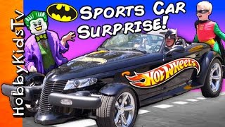 Giant BATMAN HOT WHEELS Sports Car by HobbyKidsTV [upl. by Elleryt]