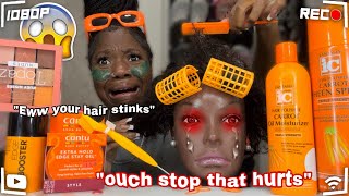 Doing my Mannequin dirty Hair Only using ORANGE products [upl. by Galloway275]