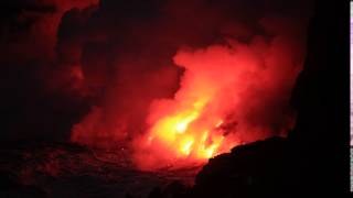 Hot Lava and Cold Ocean Volcano Kilauea Big Island [upl. by Ellebyam]