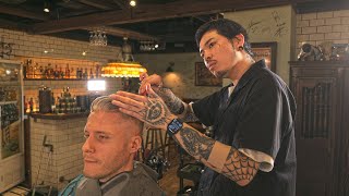 💈ASMR Haircut amp Wash at Tokyos Vintage Barbershop Inspired by 1960s America [upl. by Munafo749]