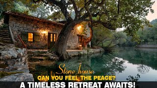 Stone house  Natures Embrace A Stone House and Timeless Tree by the River [upl. by Charlena]