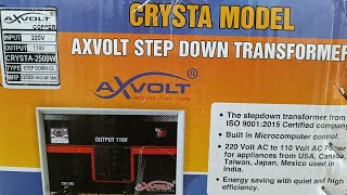 Unboxing amp Operating CRYSTA MODEL AXVOLT STEP DOWN TRANSFORMER unboxing stepdowntransformer 2500w [upl. by Eceinehs]