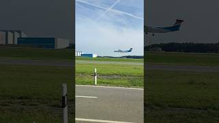 LUXAIR  BOMBARDIER Q400  LANDING  LUXEMBOURG FINDEM INTERNATIONAL AIRPORT ELLXLUX [upl. by Citarella918]