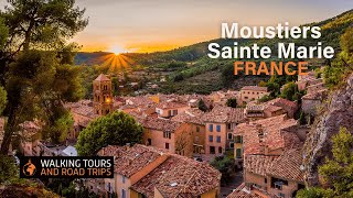 Moustiers Sainte Marie  A beautiful French village walking tour 4k video in Provence France [upl. by Elletnwahs]