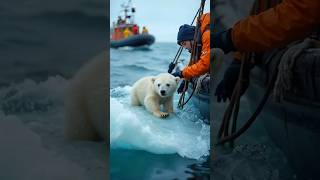 Polar Bear Cub Rescued from Melting Iceberg 🫣❄️💧 [upl. by Euqirne154]