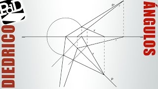 Ángulos de dos rectas que se cortan en un punto mediante abatimiento Sistema Diédrico [upl. by Hubble]