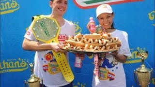 Joey Jaws Chestnut eats 69 hot dogs to break own world record [upl. by Schnapp]