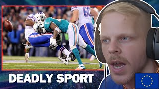 🇪🇺European Reacts To Biggest Hits In NFL [upl. by Nirra]