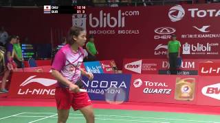 TOTAL BWF World Championships 2015  Badminton Day 2 R64 M10WS  Oku vs Pur [upl. by Anaeco893]