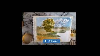 Part 1 How to paint leafy tree in watercolor youtubeshorts shorts painting [upl. by Nonnaihr]