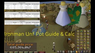 OSRS Ironman Efficient Herblore Unf Potion Calculations [upl. by Ydnyl]