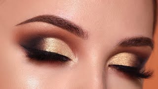 golden half cut crease eyes makeup l makeup tips l [upl. by Nyved]