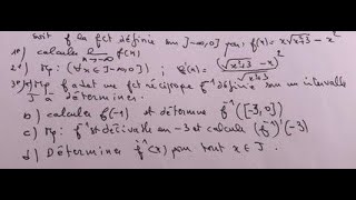 Fonction reciproque 2 bac  Exercice corrigé  SVT et PC [upl. by Vanderhoek]