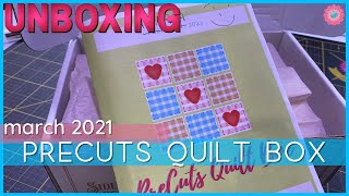 Opening the March 2021 Precuts Quilt Box Classic Sewing Subscription Box Unboxing [upl. by Papageno]