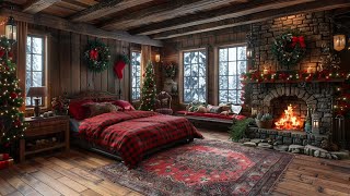 Sleep Calmly with Cozy Cabin Sounds Fire Snowstorm and Howling Winter Winds [upl. by Notla906]