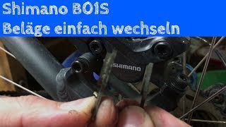 Scheibenbremse quietscht  wenig Bremskraft Bremsbeläge am Fahrrad wechseln Shimano B01S [upl. by Olivette]