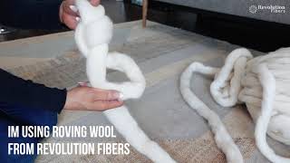 DIY Wool Roving  Arm Knitted Blanket Tutorial [upl. by Anwadal]