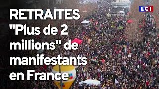 Réforme des retraites  quotPlus de 2 millionsquot de manifestants en France selon Martinez [upl. by Auhesoj]