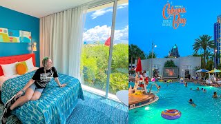 Universals Cabana Bay Beach Resort 2022 Room Tour Lazy River Galaxy Bowl Bayliner Diner amp More [upl. by Terriss]