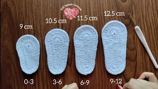 Suelas a Crochet para Zapatitos de bebé todas las tallas paso a paso [upl. by Eanej]