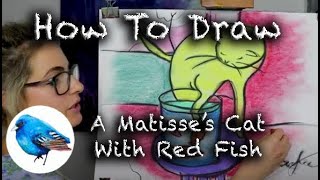 Learn how to draw MATISSES CAT WITH RED FISH STEP BY STEP GUIDE Age 5 [upl. by Anerat]