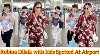 Telivision Actress Rubina Dilaik And Family With Kids Spotted At Airport😍🔥♥️ [upl. by Nicoli517]