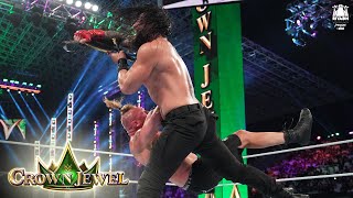 Brock Lesnar’s F5 to Roman Reigns comes back to hurt him WWE Crown Jewel 2021 [upl. by Haiel]