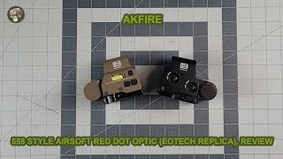 AKFIRE 558 style Airsoft red dot EOTECH clone review [upl. by Ilah]