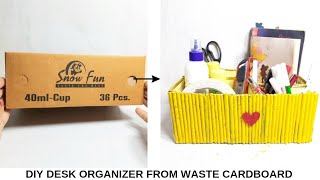 DIY DESK ORGANISER FROM CARDBOARD STATIONARY HOLDER BOX FROM CARDBOARDBEST OUT OF WASTE BOX [upl. by Teleya48]