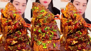 Eating Spicy Big Fish Fry Mukbang  Eating Fish Curry  Fish Head Curry  ASMR eating videos [upl. by Pitzer310]