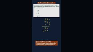 Numbers  Puzzle  Addition  Math Contest Problem maths problemsolving mathematics [upl. by Alekim]