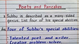 Subbu is described as a many sided genius  Poet and Pancakes  Class 12 English  Chapter 6  NCERT [upl. by End]