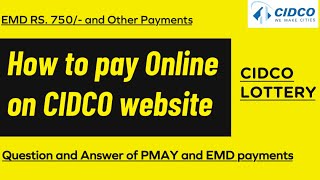 How to pay online on cidco website  Online payment process  CIDCO Lottery  EMD  PMAY [upl. by Relluf]