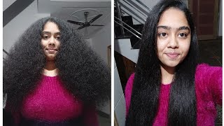 Straightening intense curly indian hair curly to straight Vega professional flat hair straightener [upl. by Ennirroc]