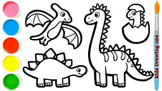 4 Dinosaurs Drawing Painting Coloring for Kids Drawing simple drawing [upl. by Eltsyek]