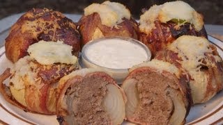 How to BBQ Bacon Meatball Stuffed Onions  Recipe [upl. by Gish57]