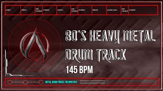 80’s Heavy Metal Drum Track 145 BPM HQHD [upl. by Aicittel]